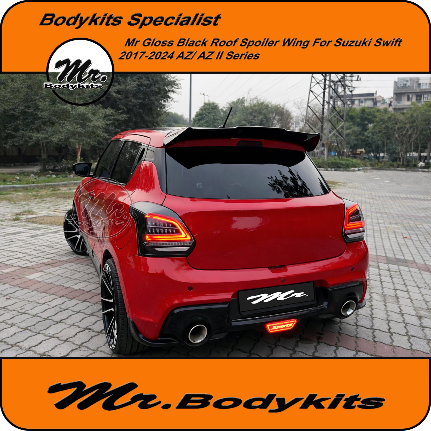 Swift Rear Spoiler Mr Rear Roof Spoiler for Suzuki Swift 2017-2024, AZ AZII , Gloss Black ...