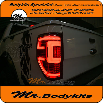 Ford Ranger PX 1/2/3 2011-2022 Smoke LED Taillight With Sequential Indicators (without animation)