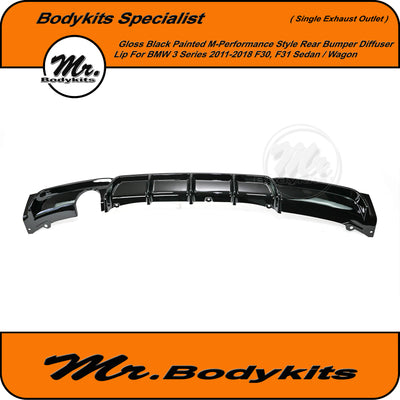 M Performance Style Rear Bumper Diffuser Lip For BMW 3 Series 2011-2018 F30/ F31, SIngle