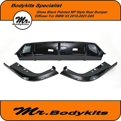 BMW X5 2018-2025 G05 M-performance Style Rear Diffuser for M-Sport Bumper, Gloss Black