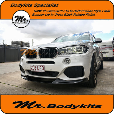 BMW F15 X5 2013-2018 M-performance Style Front Lip for M-Sport Bumper, Gloss Black