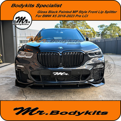 BMW X5 2018-2023 G05 M-performance Style Front Lip for M-Sport Bumper, Gloss Black