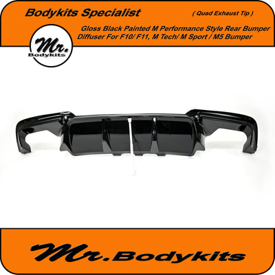 M Performance Style Rear Bumper Diffuser Lip For BMW 5 Series 2010-2016 F10/ F11