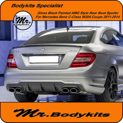 Mercedes-Benz W204 C-Class "Coupe" Gloss Black Painted AMG Style Boot Spoiler Wing for 2011-2014 2-Door
