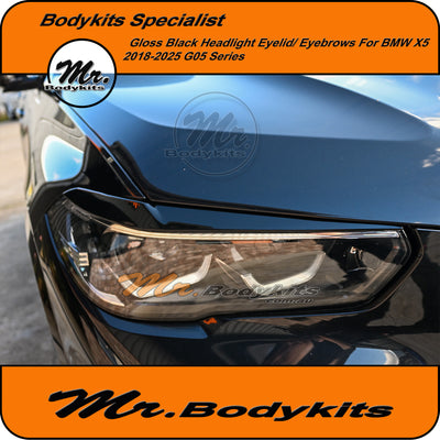 BMW X5 G05 2018-2025 Gloss Black Painted Headlight Eyelid, Left And Right Hand Set