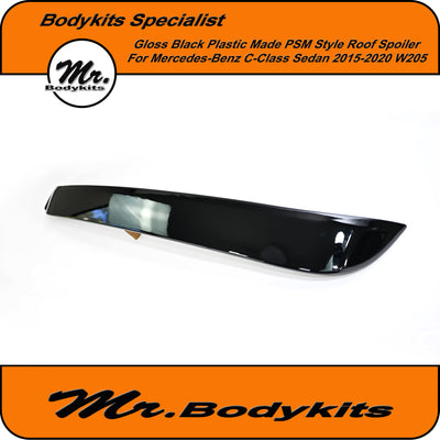 Gloss Black Finished PSM Style Rear Roof Spoiler For Mercedes Benz C-Class W205 2015-2020
