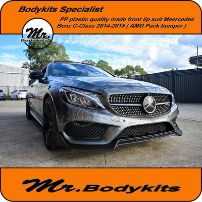 For Mercedes Benz C Class 14-18 W205/C205/S205/C43 Brabus Front Bumper Lip Splitter, Mr Bodykits