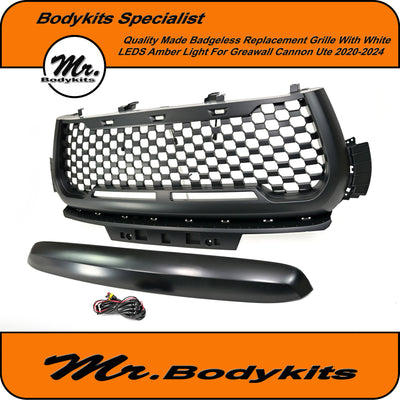 GWM Cannon Ute 2020-2024  Mesh Style Replacement Front Grille With Bonnet Mould