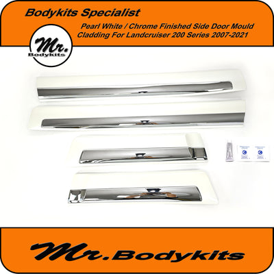 Toyota Landcruiser 200 Series 2007-2021 Pearl White/Chrome Body Door Mould Cladding