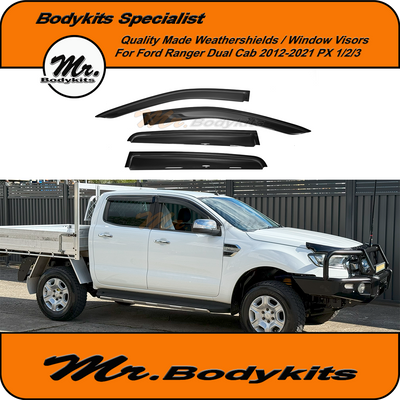 Mr Bodykits Quality Weathershield Window Visor- Ford Ranger Dual-Cab 2012-2021 PX