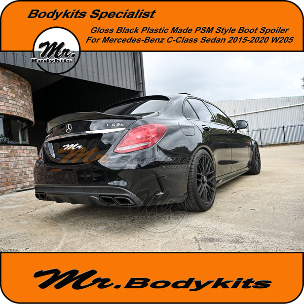 Rear Spoiler For 2015-2020 Mercedes W205 C-Class – Gloss Black ABS Trunk Wing, PSM Style - View #7