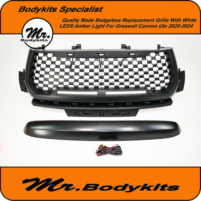 GWM Cannon Ute 2020-2024  Mesh Style Replacement Front Grille With Bonnet Mould