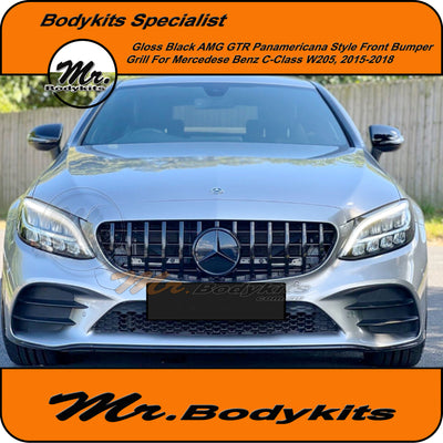 GT Style Bumper Grille For Mercedes Benz AMG C63s 2019-2021 W205, Panamericana