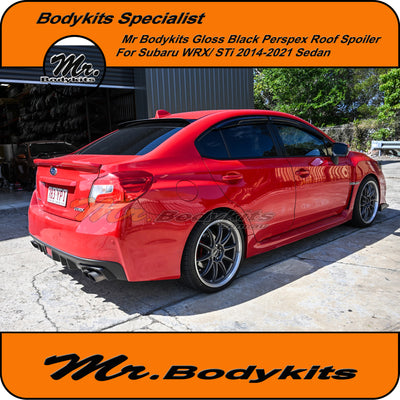 Subaru WRX Sedan Gloss Black  Perspex Rear Roof Spoiler Wing 2014-2021, Mr Bodykits