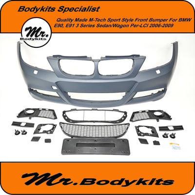 M-Tech Sport Style Plastic Made Front Bumper For BMW 3 Series E90 / E91 2006-2009 PRE-LCI