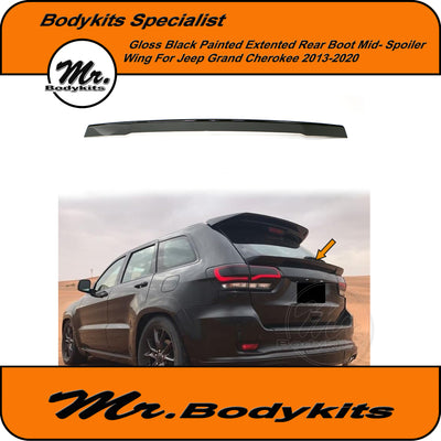 WK Jeep Grand Cherokee 2013-2020 Extended Gloss Black Rear Boot Mid Spoiler Wing, Mr Bodykits