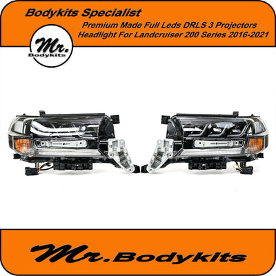 Premium Aftermarket Triple Lens LED Headlight Suitable For Toyota LandCruiser 200 Series 2016-2021