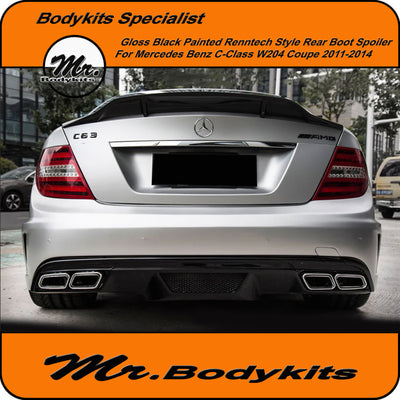 Mercedes-Benz W204 C-Class "Coupe" Gloss Black Painted Renntech Style Boot Spoiler Wing for 2011-2014 2-Door