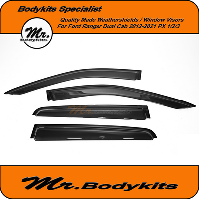 Mr Bodykits Quality Weathershield Window Visor- Ford Ranger Dual-Cab 2012-2021 PX