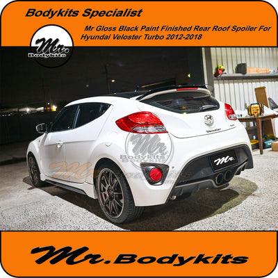 Hyundai Veloster Turbo Roof Spoiler Wing 2012-2018, Gloss Black Painted