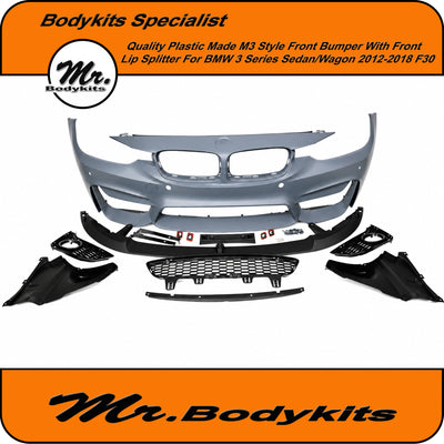 M3 Style Front Bumper With Front Lip for BMW 3 Series F30/F31 2012-2018, Optional Foglights