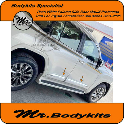 Pearl White /Chrome Body Door Mould For Landcruiser 300 2021-2026, Protector Trim