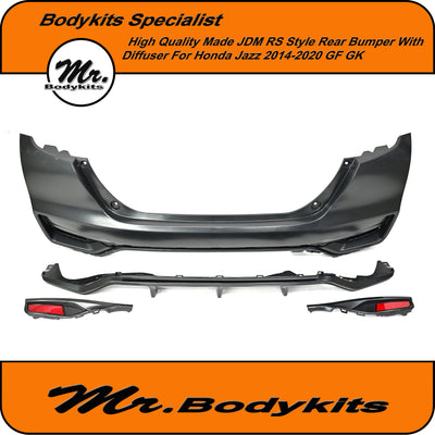 JDM RS Style Rear Bumper For Honda Jazz 2014-2020 GF GK, With Diffuser