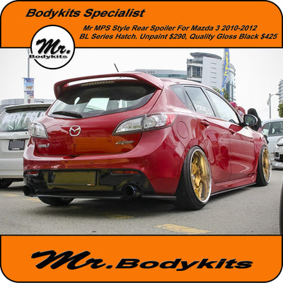 Mazda 3 BL Series 2009-2012 Rear Spoiler Wing – MPS Style, Durable Plastic, Hatchback Fitment