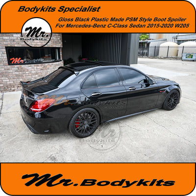 Gloss Black Finished PSM Style Rear Spoiler For Mercedes Benz C-Class W205 2015-2020