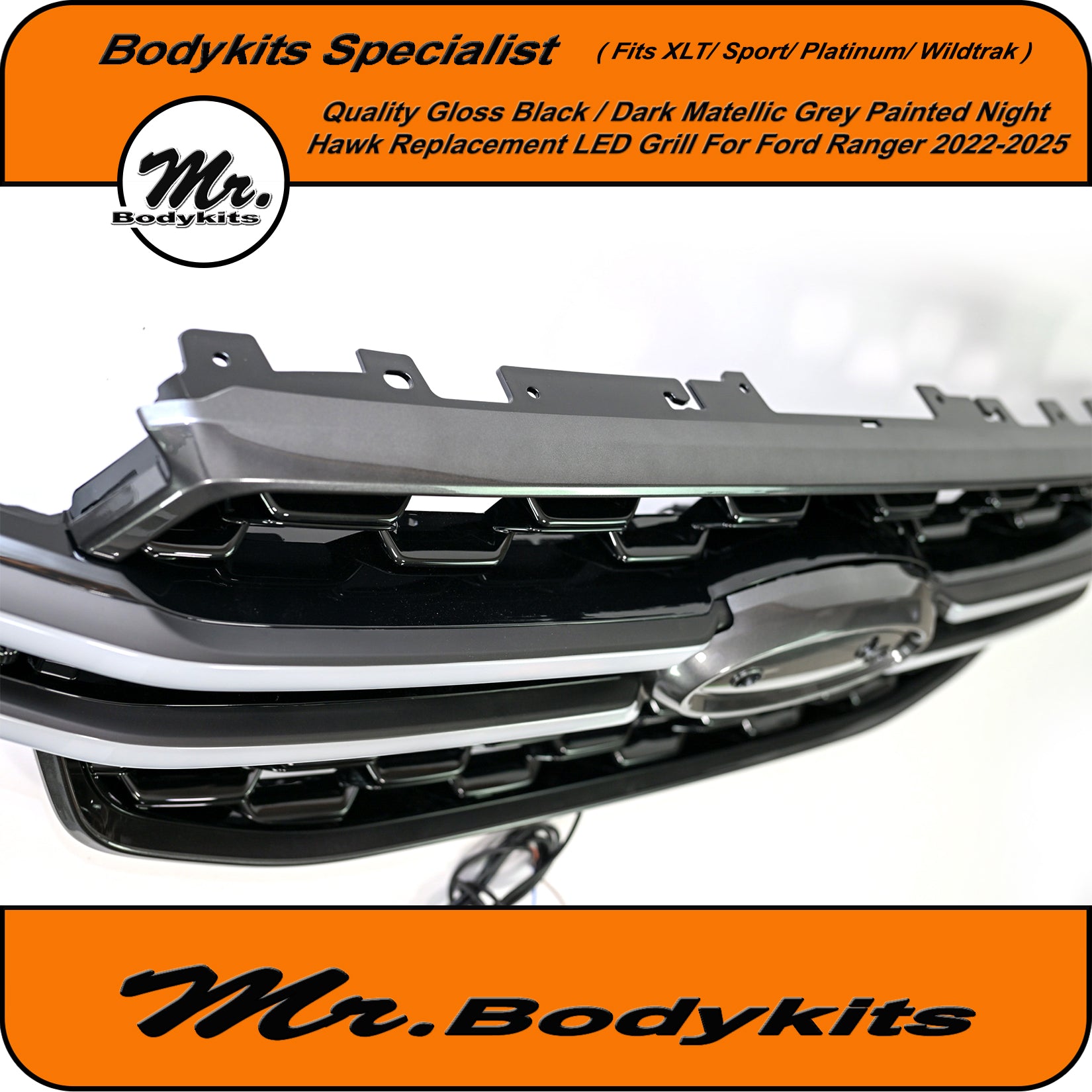 Paimted Night Hawk Front LED Grille Suit Ford Ranger T9 / Ford Everest ...