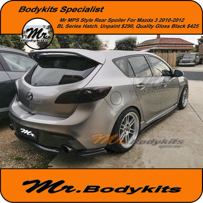 Mazda 3 BL Series 2009-2012 Rear Spoiler Wing – MPS Style, Durable Plastic, Hatchback Fitment