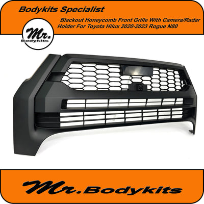 Toyota Hilux N80 Rogue Blackout Badgeless Honeycomb Front Grille 2020-2024