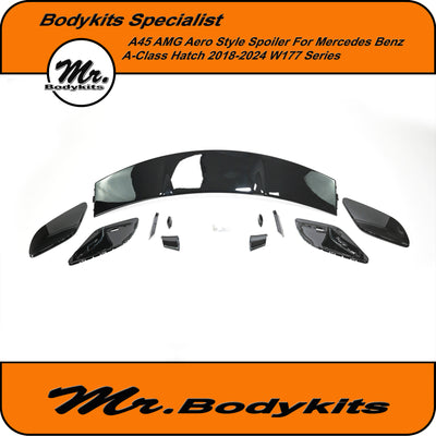 Quality Mercedes Benz W177 A45 AMG Aero Style Rear Spoiler For A-Class 2018-2024, Gloss Black 2K Painted