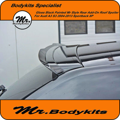 Mr Roof Spoiler Wing For Audi A3 8P Sportback 5-Door 2004–2013 , Gloss Black Painted