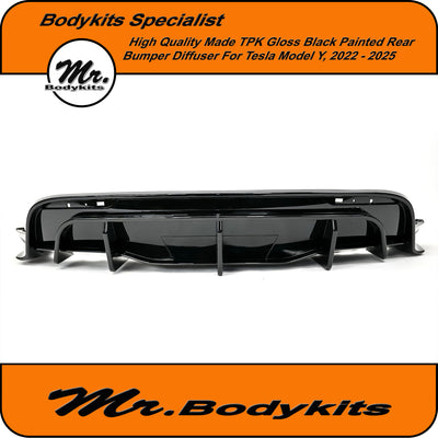Tesla Model Y TPK Gloss Black Full Size Rear Bumper Diffuser, 2022-2025 Quality Made