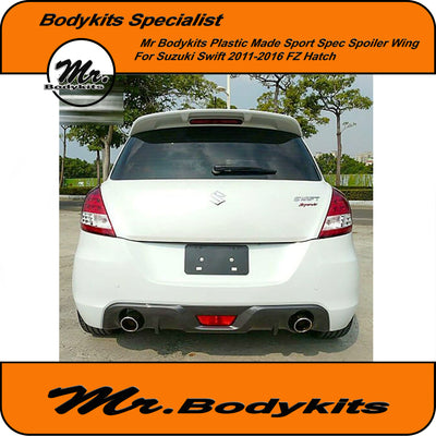 Quality Plastic made Sport Spec Suzuki Swift Rear Spoiler for 2011-2016 Hatch ZF , By Mr Bodykits