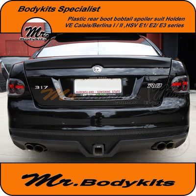 Holden VE Plastic Rear Boot Bobtail Spoiler For VE Calais / Berlina Series 1 / 2 / 3 Sedan (Unpainted Matte / Gloss Black) by Mr Bodykits