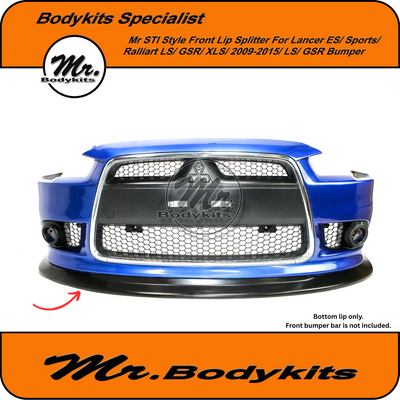 Mr. STI Plastic Front bumper splitter lip For Mitsubishi Lancer 2009-2015 Sedan/ Hatch