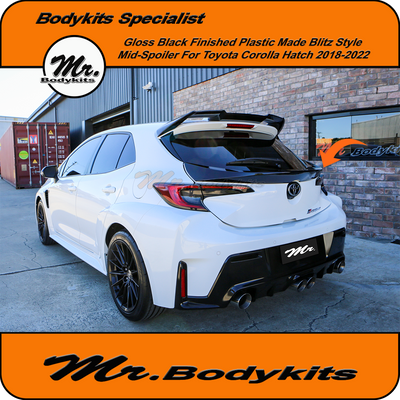 Gloss Black Blitz-Style Rear Mid Spoiler Wing Suitable For Toyota Corolla Hatch MZEA12R / ZWE211R (2018-2025)