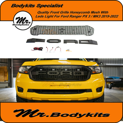 Ford Ranger PX3 MK3 2019-2022 Front Grille Honeycomb Mesh with LEDs, Mr Bodykits