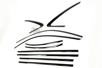 Gloss Black Door Window Door Trim Set For Audi A4/S4 2020-2024 Sedan B9/ B9.5, Stainless Steel