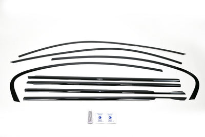 Gloss Black Door Window Door Trim Set For BMW 5-Series Sedan 2010-2017 F10, Stainless Steel (8 PC)