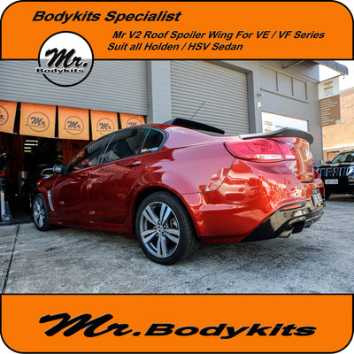 V2 Roof Spoiler Wing For Holden WM WN Caprice Statesman HSV Grange Sedan (Unpainted Matte Black / Gloss Black) by Mr Bodykits
