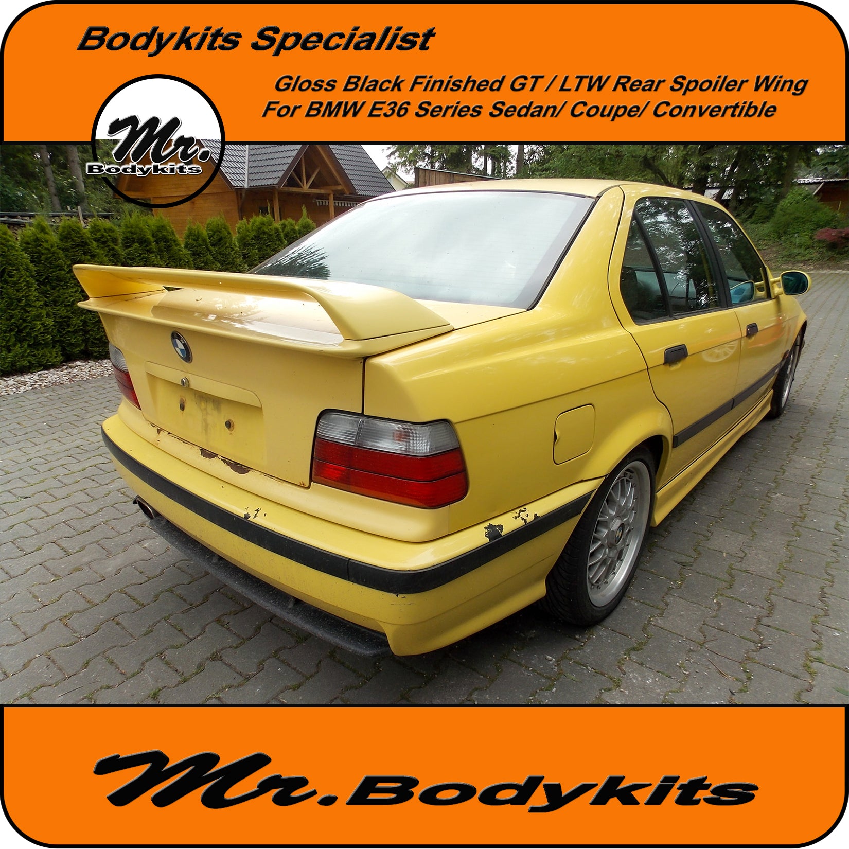 E36 Rear Window Spoiler Gloss Black Finished GT/ LTW Rear Spoiler For BMW E36 Coupe/Sedan/Conv ...