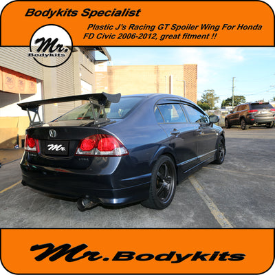 J's Racing plastic GT rear boot spoiler wing For Honda Civic FD 2006-2012, Mr Bodykits