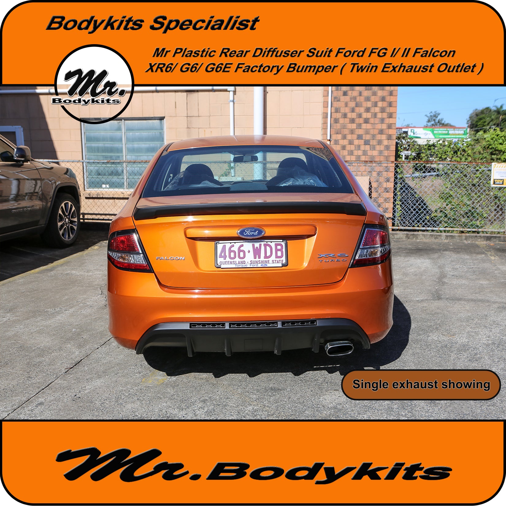 Mr Rear Bumper Diffuser Twin Exhaust Outlet For Ford Falcon FG XR & G6 ...