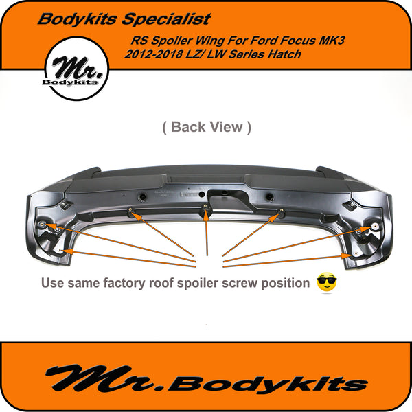 Plastic Made Spoiler Wing For Ford Focus MK3 Hatch LZ/ LW 2012-2018 By - Mr  Bodykits