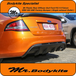 Plastic Rear Bumper Diffuser (Single Exhaust Outlet) For Ford Falcon FG Sedan (with XR / G6 Bumper) by Mr Bodykits