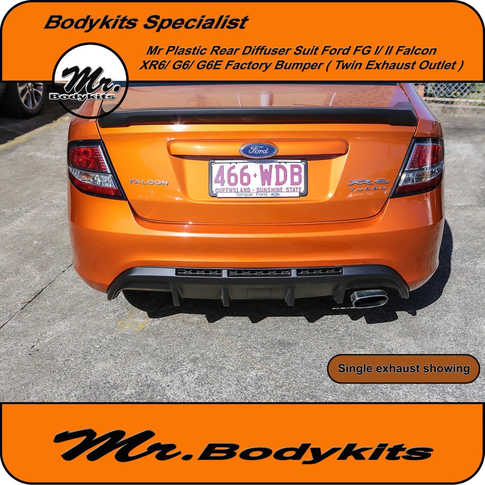 Mr Rear Bumper Diffuser Twin Exhaust Outlet For Ford Falcon FG XR & G6 ...