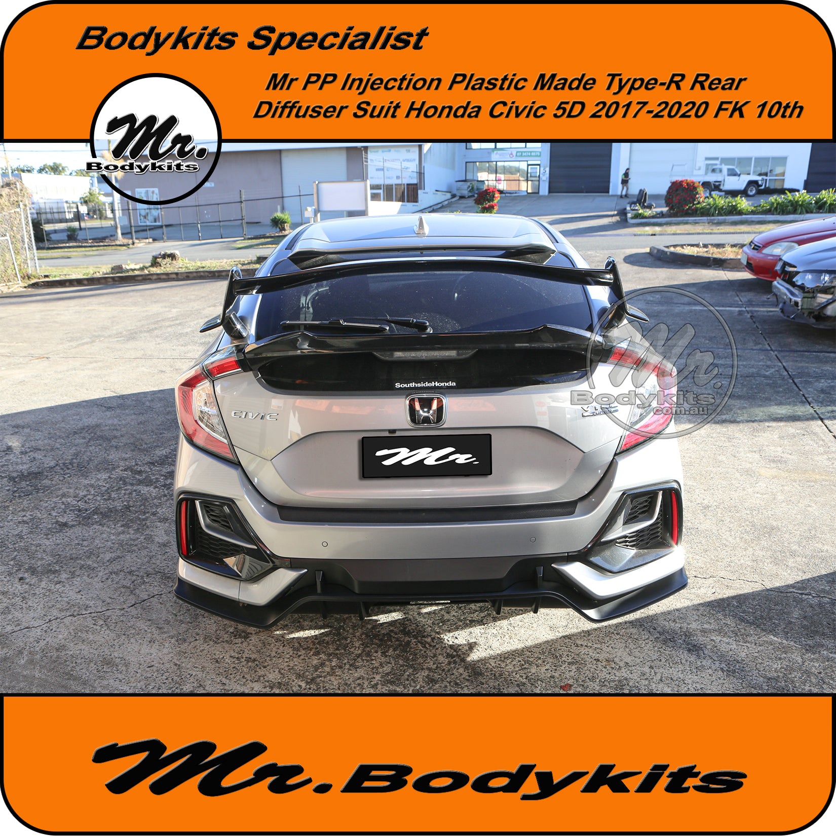 Mr Plastic Type-R Rear Bumper Diffuser Lip For Honda Civic 5Dr Hatchba ...